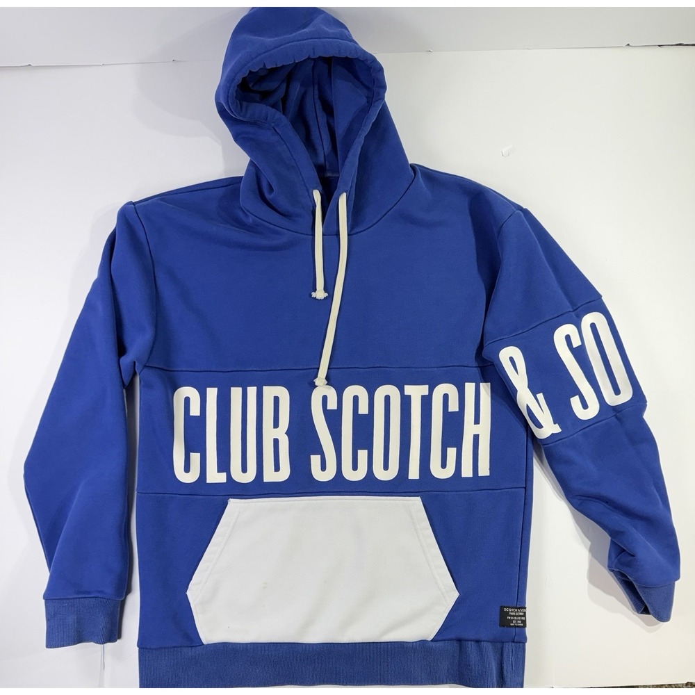 Scotch & Soda Club Scotch Hoodie Mens Blue Pullover Sweatshirt Streetwear